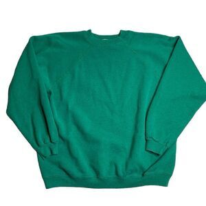 80s Vintage Hanes Sport Blank Green Pullover Crewneck Sweatshirt XL